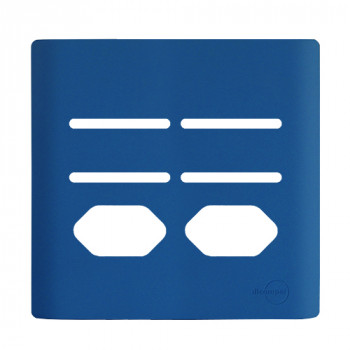 Placa p/ 4 Interruptores + 2 Tomadas 4x4 - Novara Azul Fosco Placa p/ 4 Interruptores + 2 Tomadas 4x4 - Novara Azul Fosco